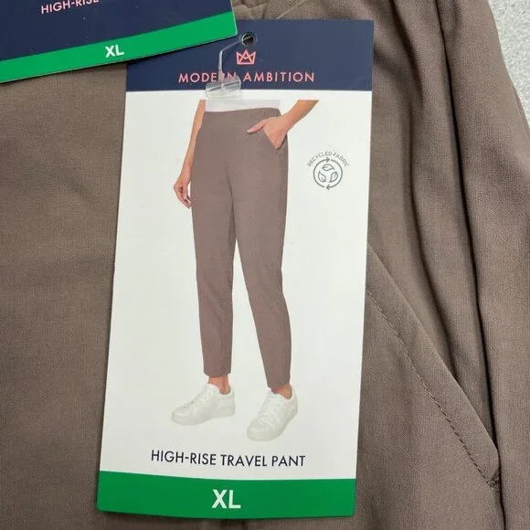 NEW Modern Ambition Women's XL High-Rise Travel Pants Brown Pull on G1460 - Picture 7 of 11